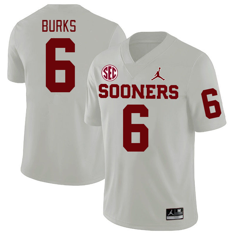 Men #6 Deion Burks Oklahoma Sooners 2024 SEC Conference College Football Jerseys-White